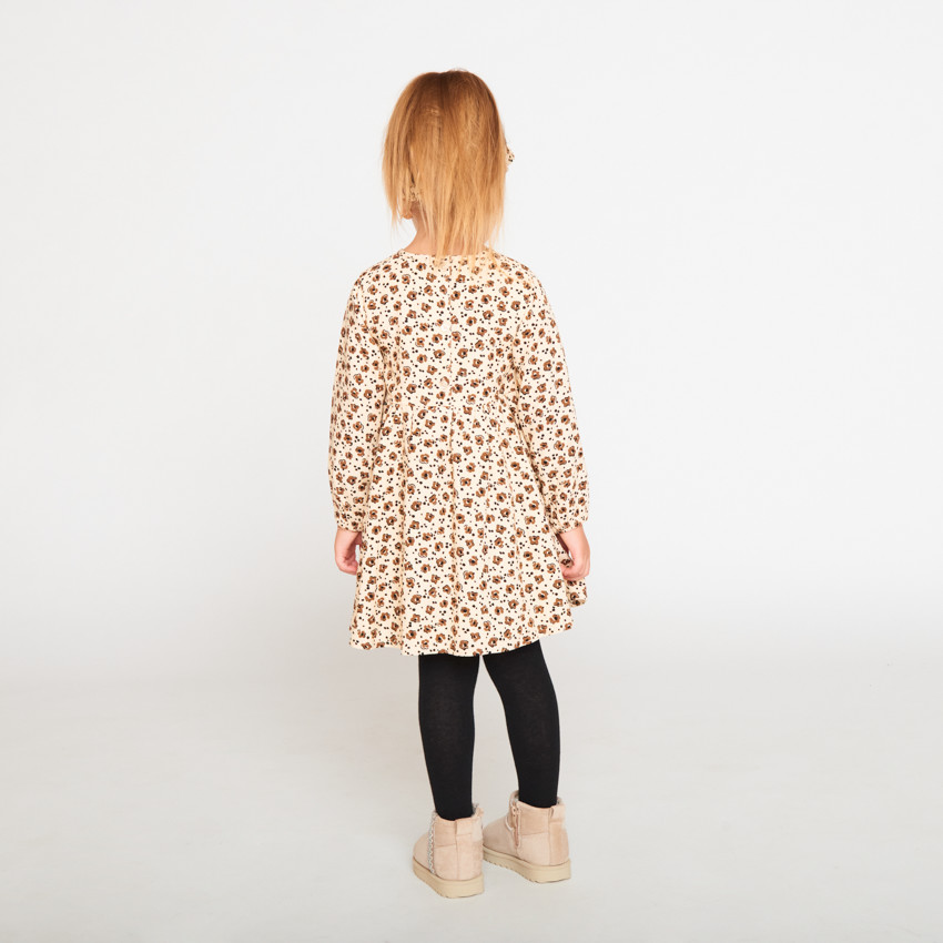 Robe manches longues imprimées fleurs plates pour bébé fille  