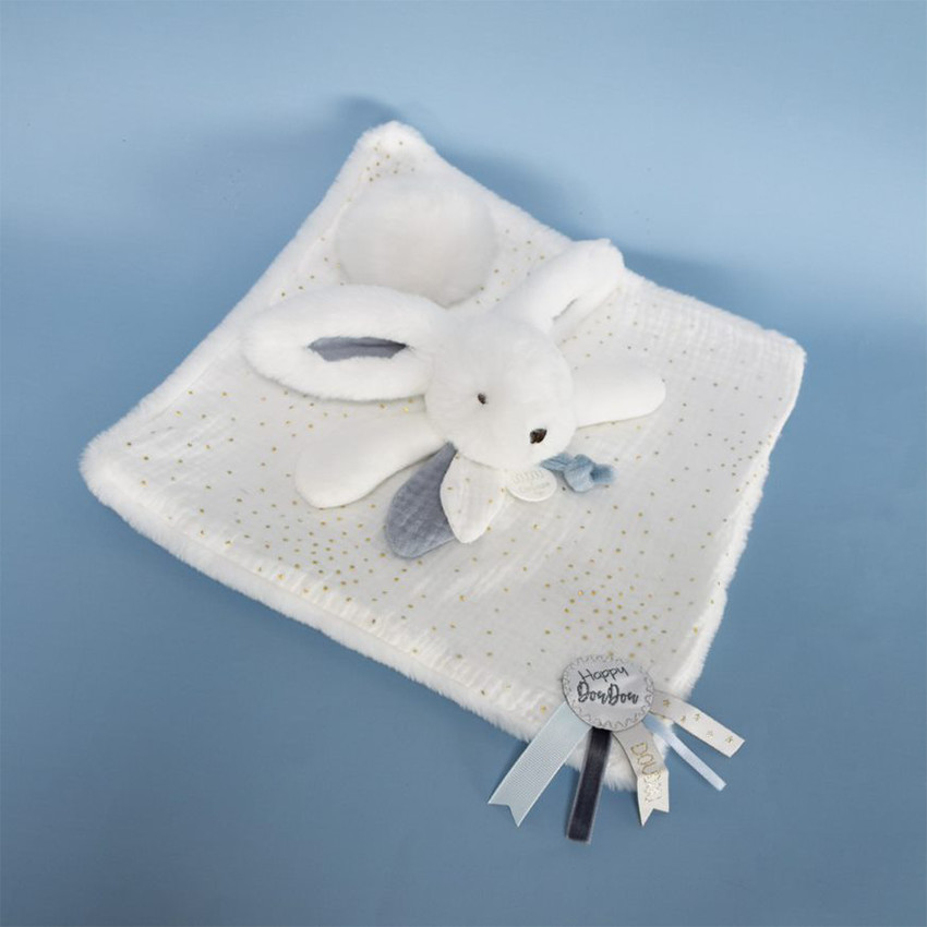 Doudou pompon blanc Happy Glossy  