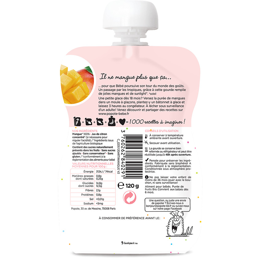 Gourde à la mangue bio - 120g 
