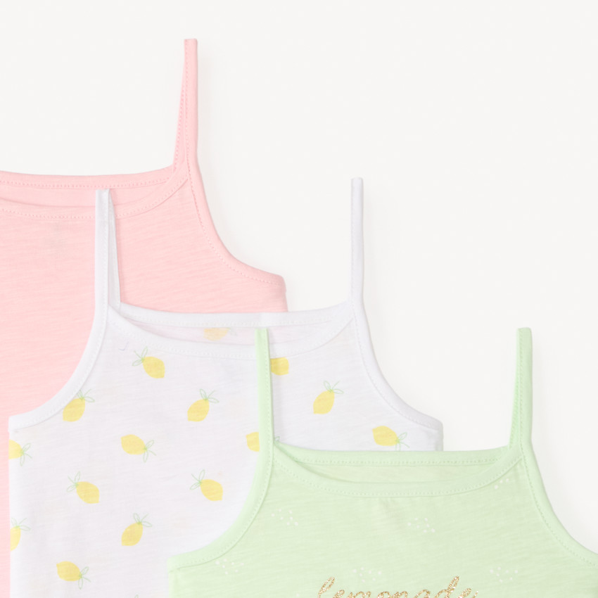 Lot de 3 débardeurs à bretelles fantaisie pour fille 