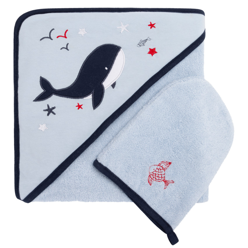 Set de bain cape + gant de toilette Pretty Sea 