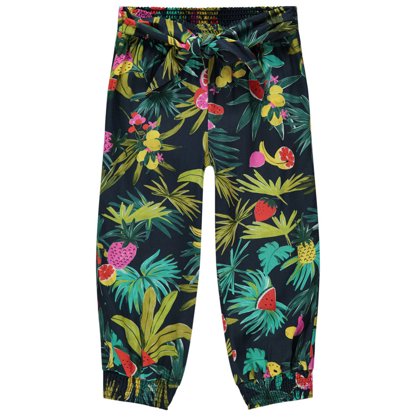 Pantacourt fluide à imprimé tropical et taille élastiqué 