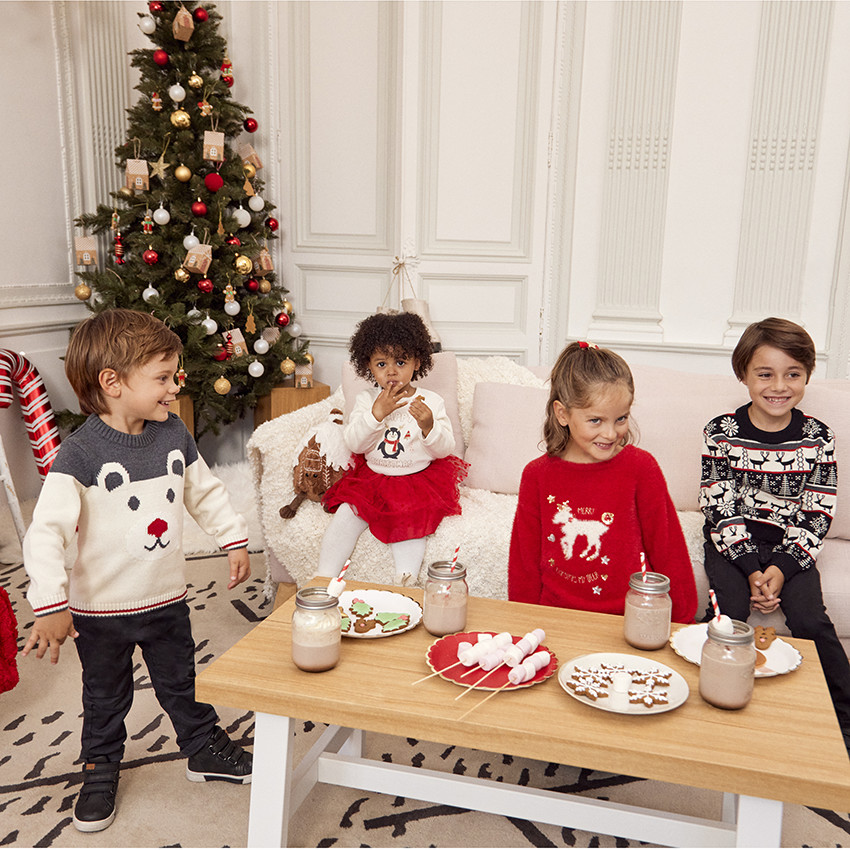 Pull en tricot print pingouin avec détails pailletés pour bébé fille 