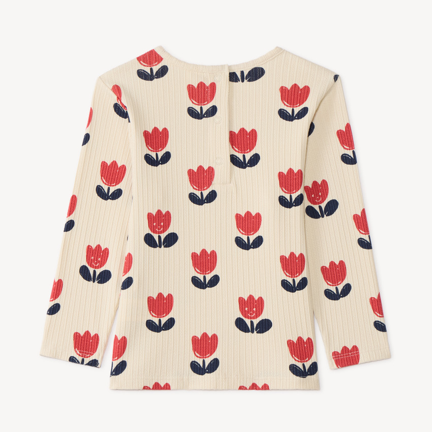 Ensemble de pyjama jersey côtelé bébé fille imprimé tulipes (Finitions différentes selon l'âge) 
