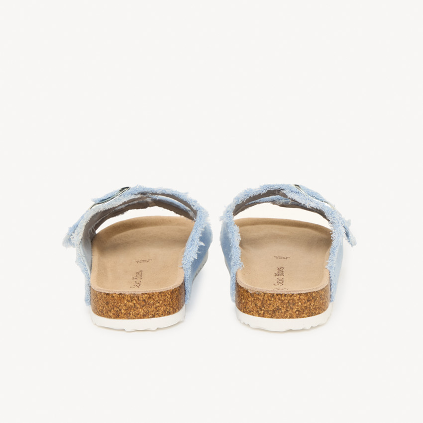 Claquette bleues à double boucles et franges pour fille 