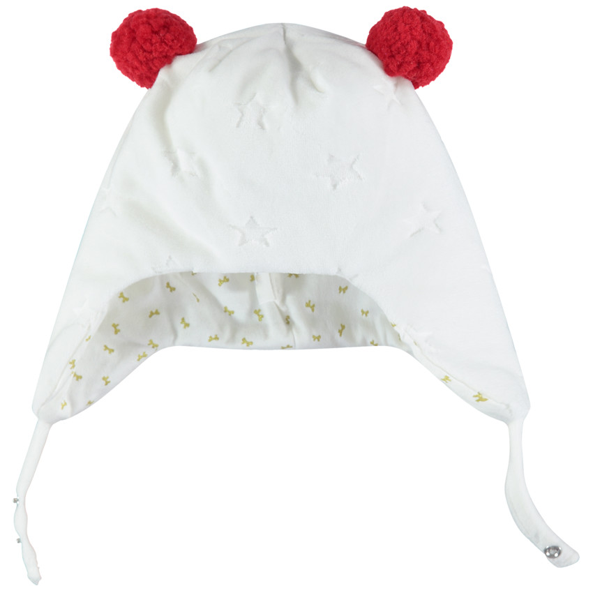 Bonnet péruvien en velours avec pompons sur le dessus