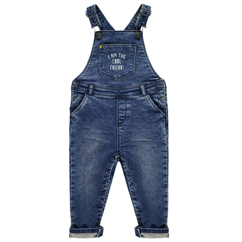 Salopette longue effet used à poche et message 