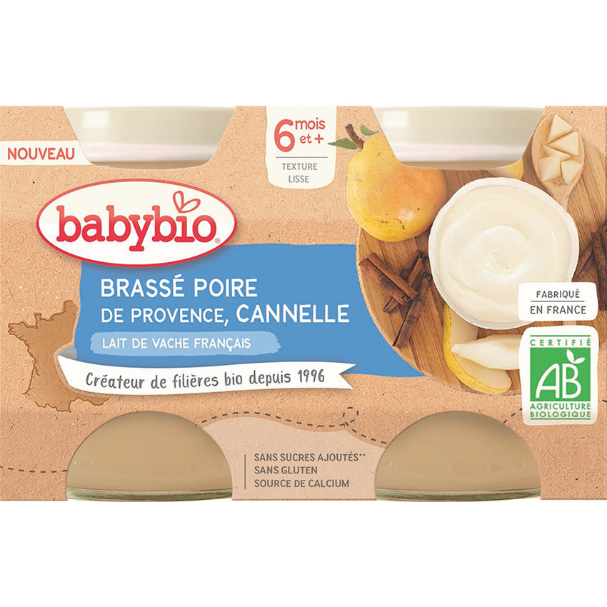 Brassé au lait de vache et poire à la cannelle 2x130g 
