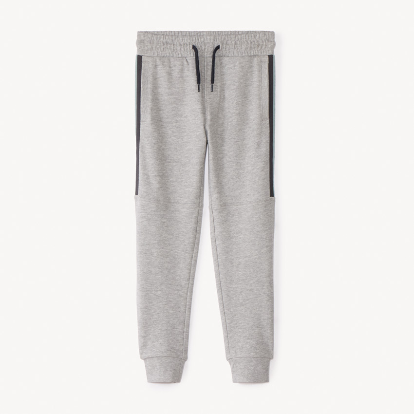 Jogging molleton uni à bandes pour garçon