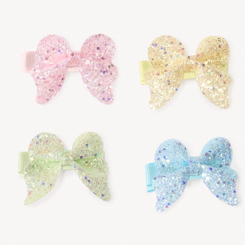 Lot de 4 barrettes pailletées en forme de papillon pour fille 