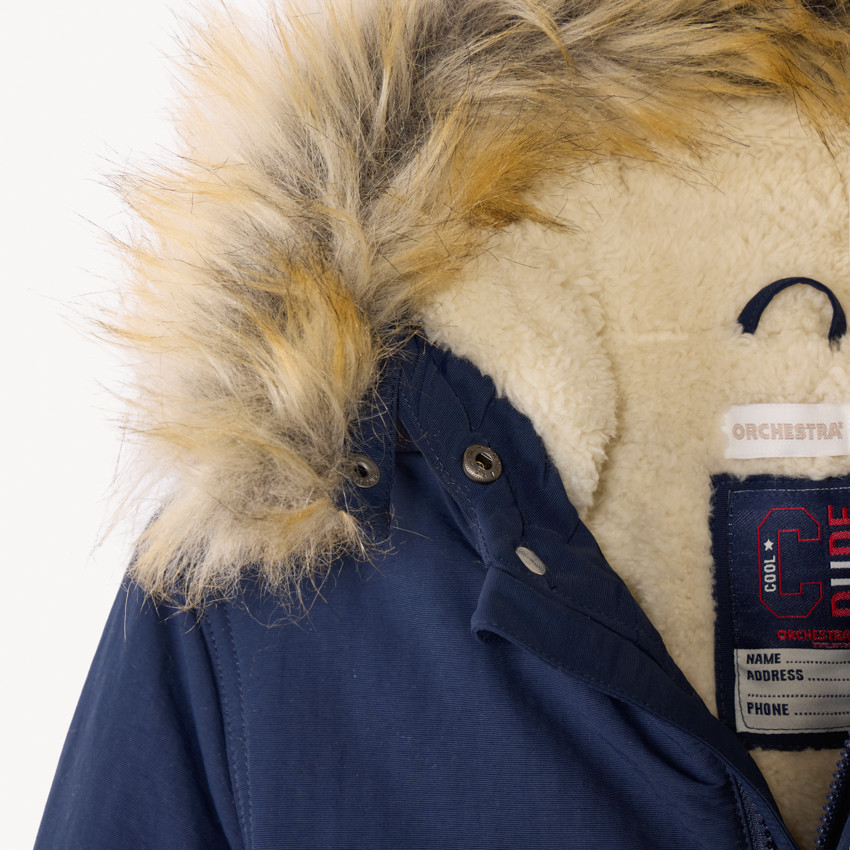 Parka à capuche avec fausse fourrure amovible pour garçon 