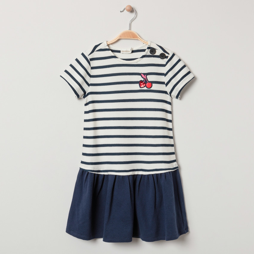 Robe en maille effet 2 en 1 badge cerises en sequins 