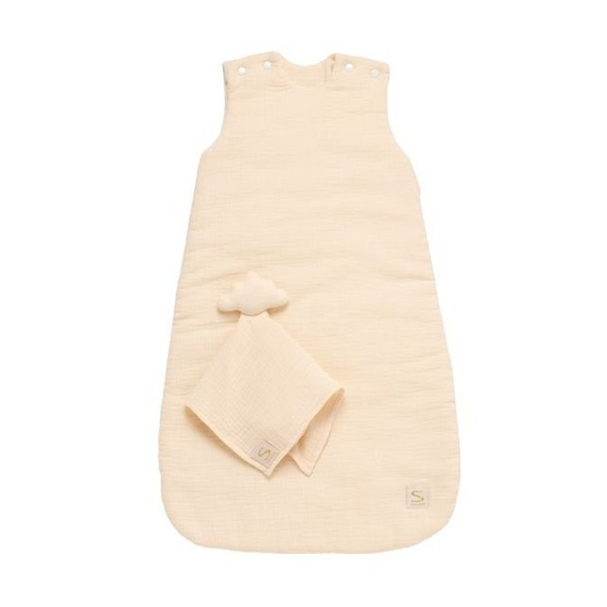 Gigoteuse ouatinée en gaze 0-6M TOG 2 + doudou mouchoir vanilla