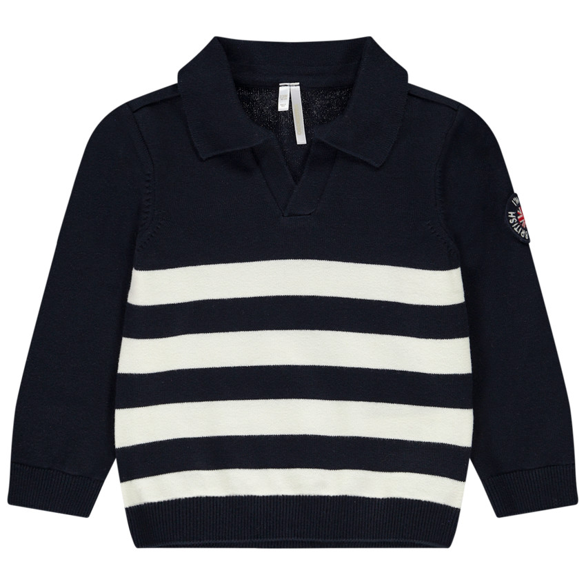 Pull à rayures avec patch brodé pour bébé garçon