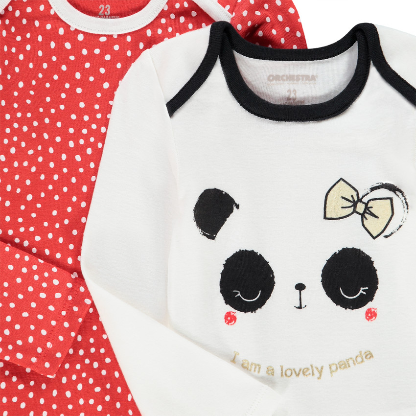 Lot de 5 bodies manches longues print panda pour bébé fille 