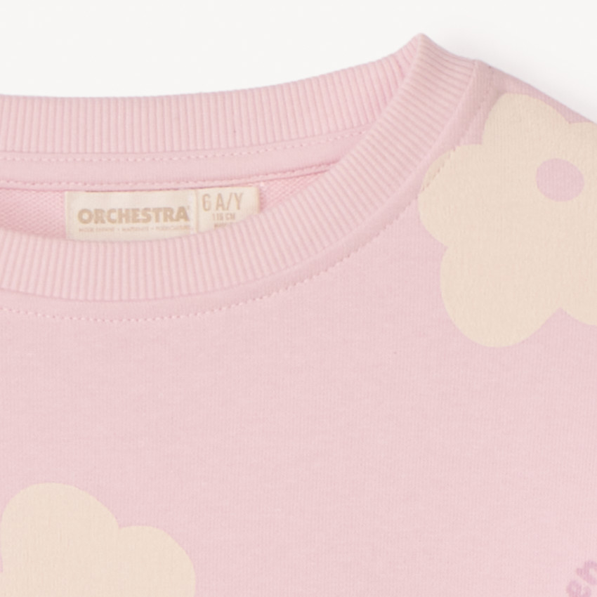Sweat molleton oversize imprimé fleurs pour fille 