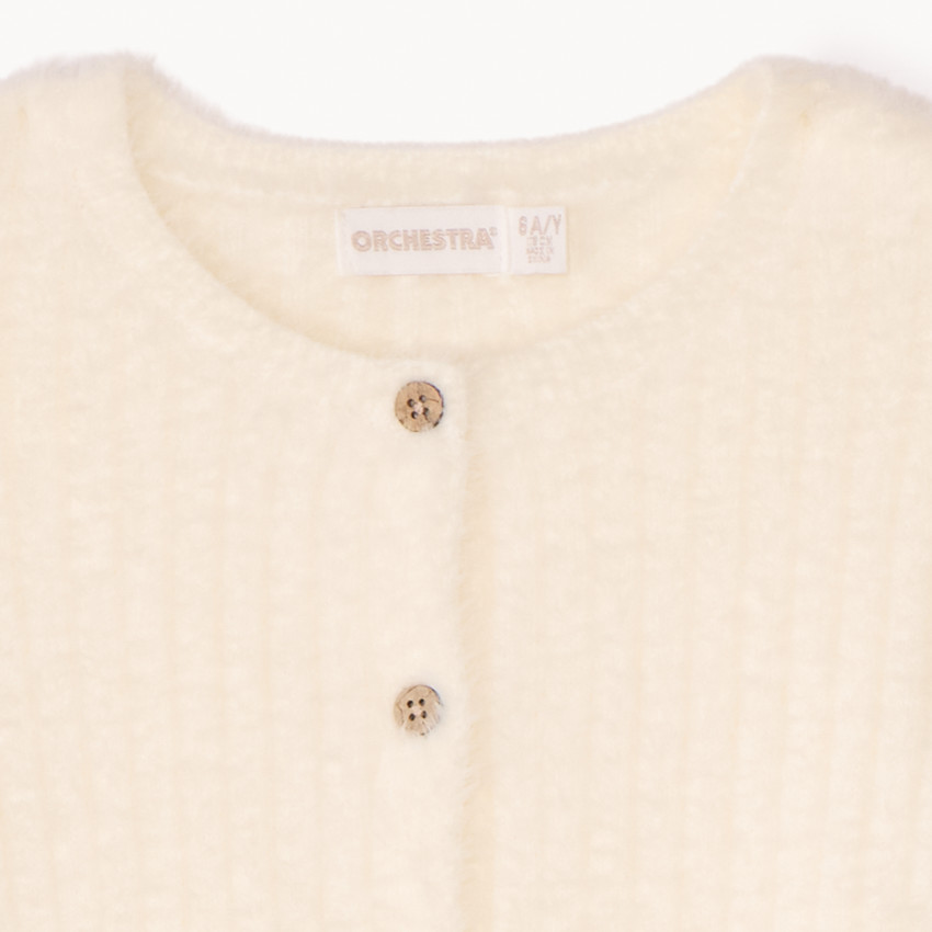 Gilet en tricot côtelé effet pelucheux pour fille 