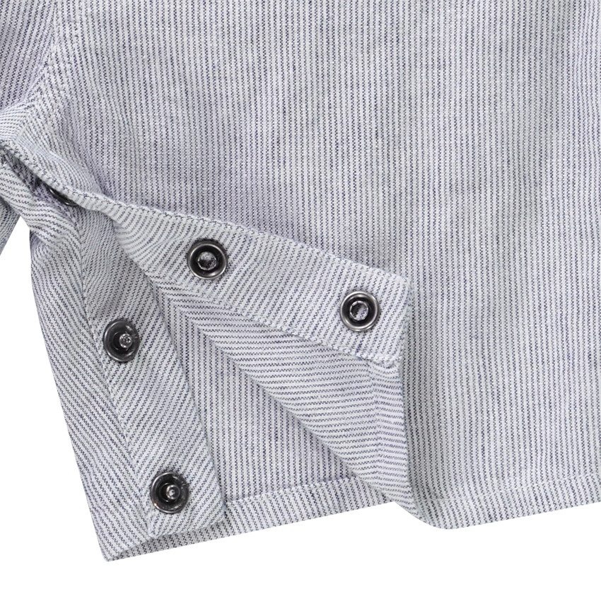 Salopette courte en toile à fines rayures pour bébé garçon 