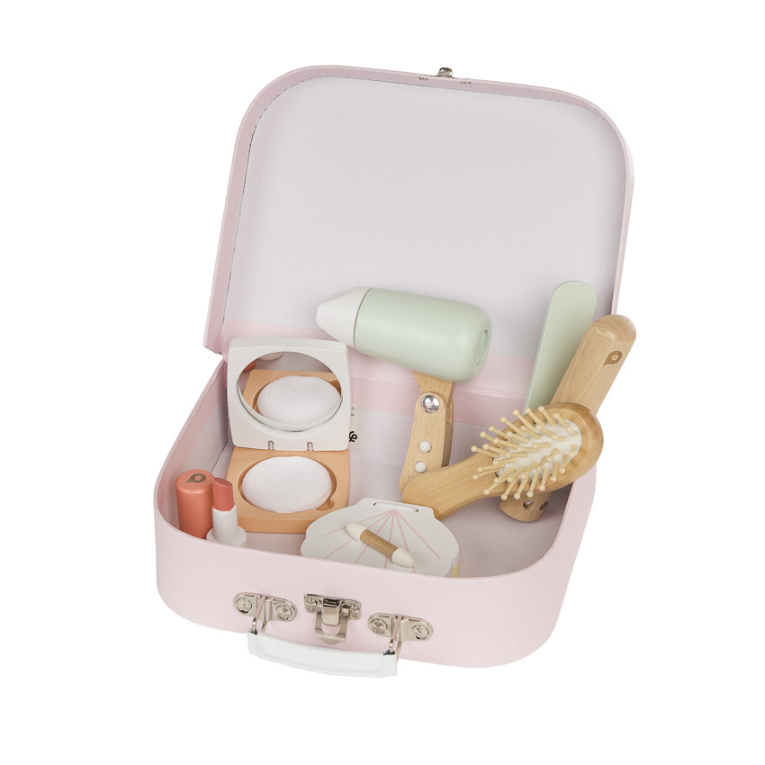 Kit de coiffure et de maquillage en bois rose