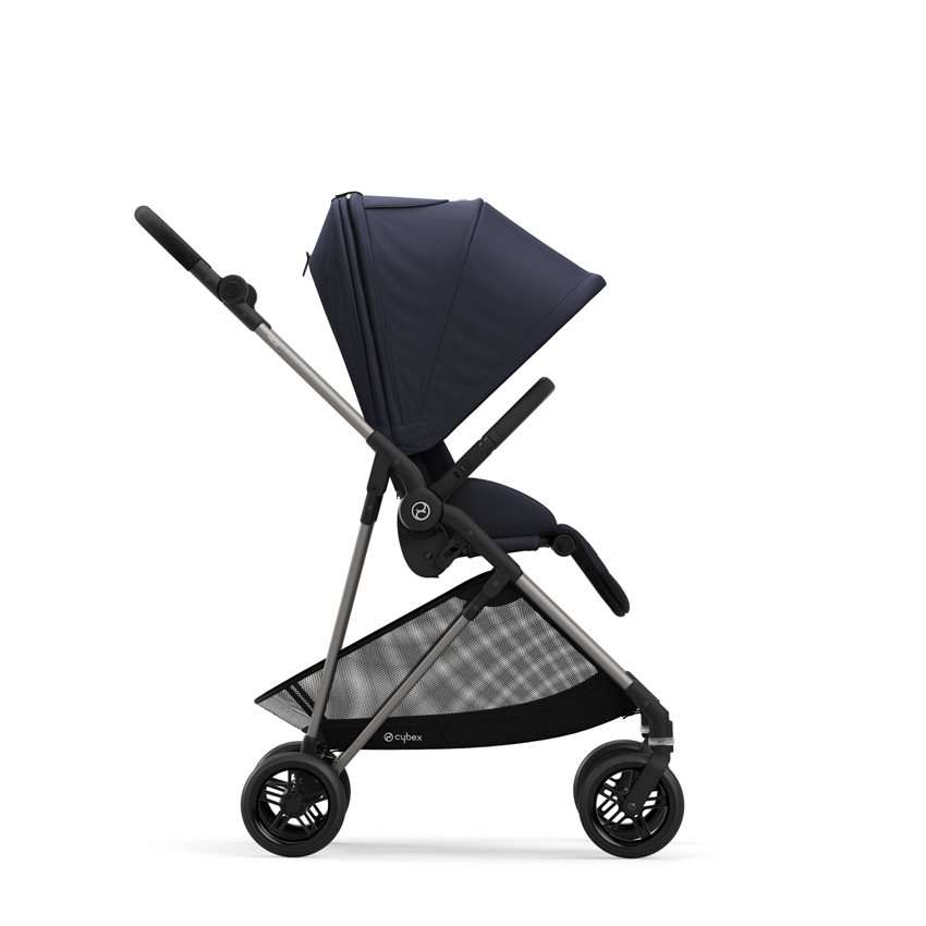 Poussette Melio 2 châssis Taupe et siège Bleu Marine 