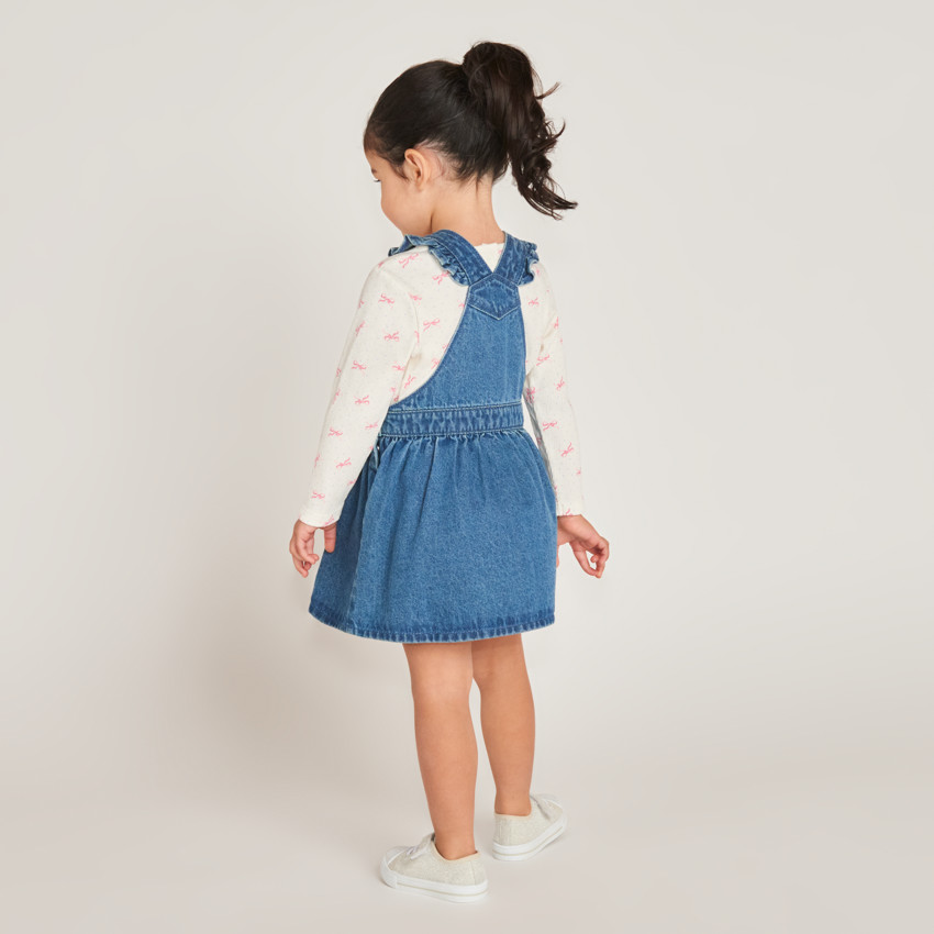 Robe salopette évasée en denim pour bébé fille 