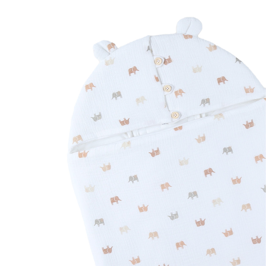 Nid d'ange en mousseline de coton imprimé éléphant TOG 1  