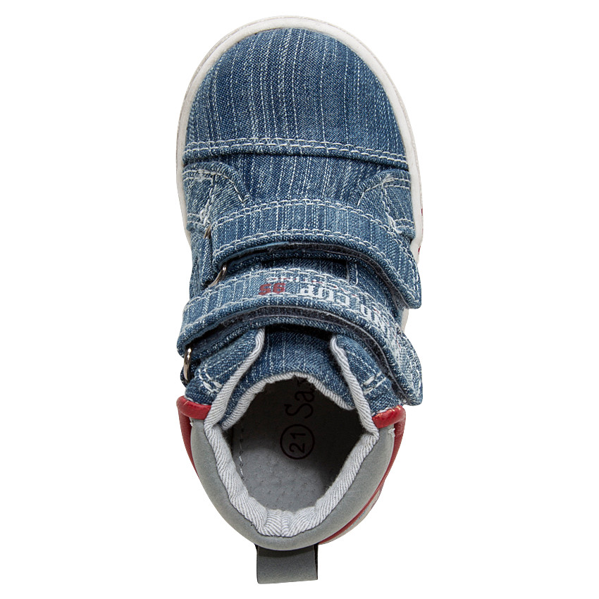 Bottillons en jeans avec badge et scratchs 
