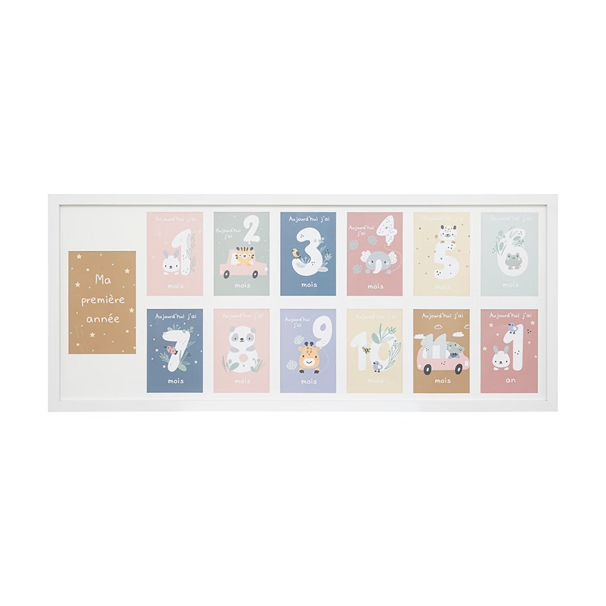 Pêle-mêle 13 photos "Ma première année" blanc 