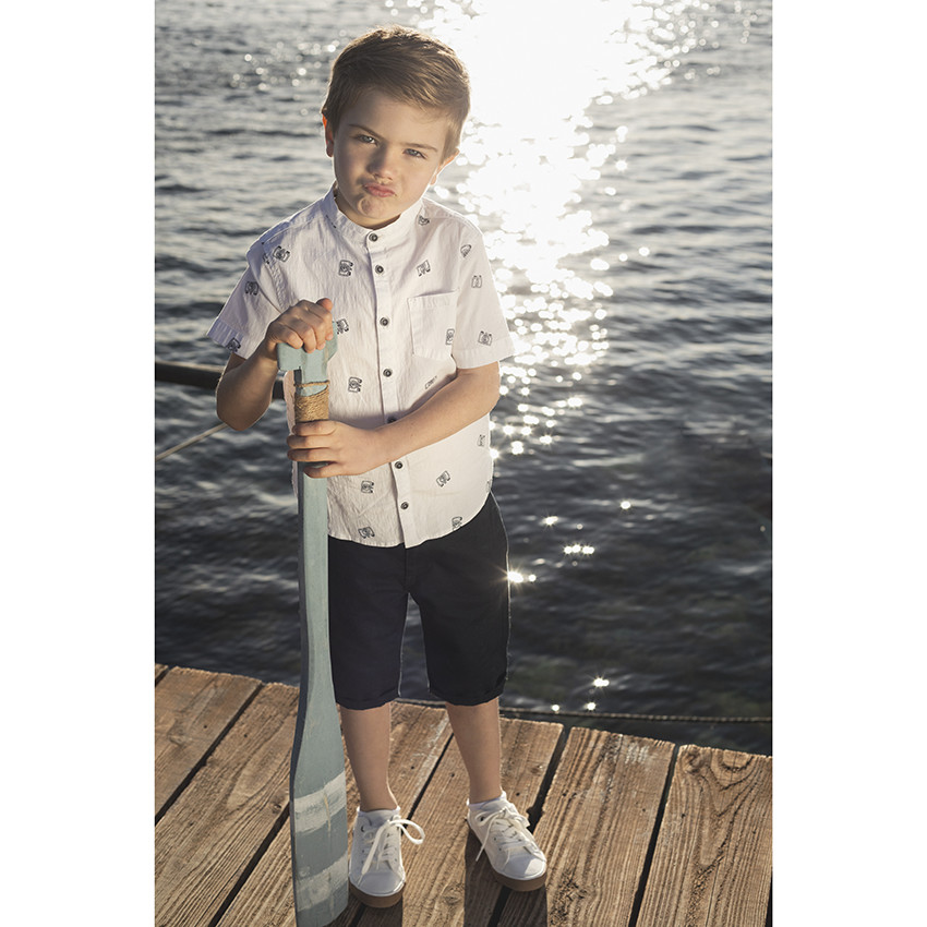 Chemise manches courtes col mao pour garçon 
