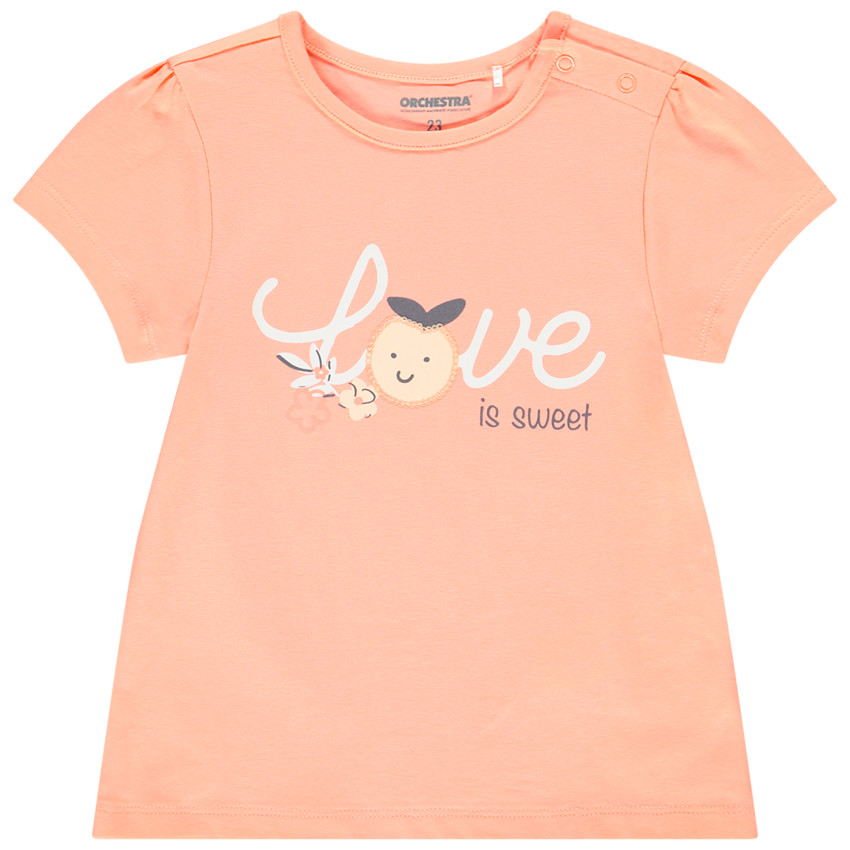 T-shirt manches courtes print pêche pour bébé fille 