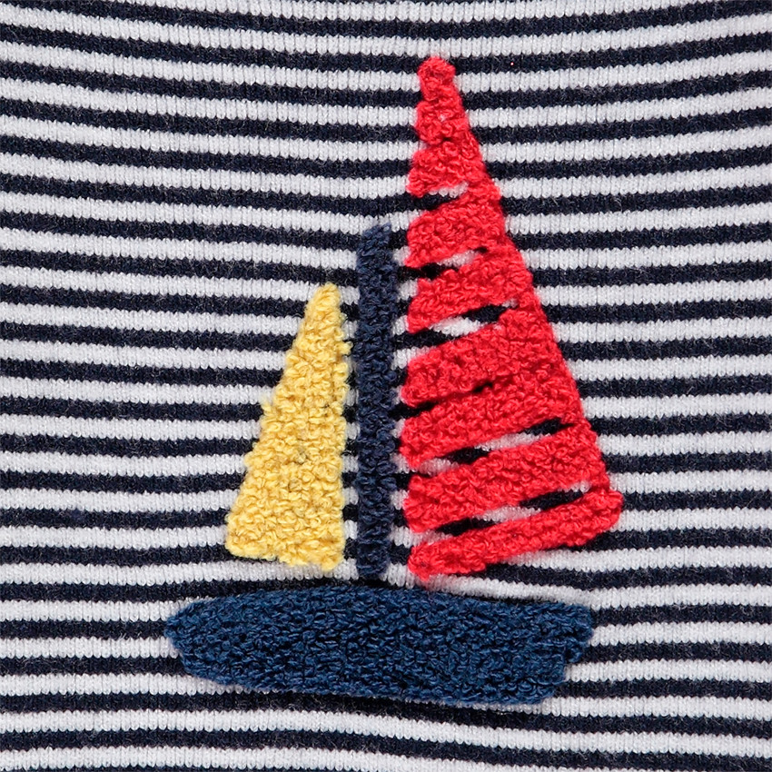 Sweat rayé en tricot motif bateau pour bébé garçon 