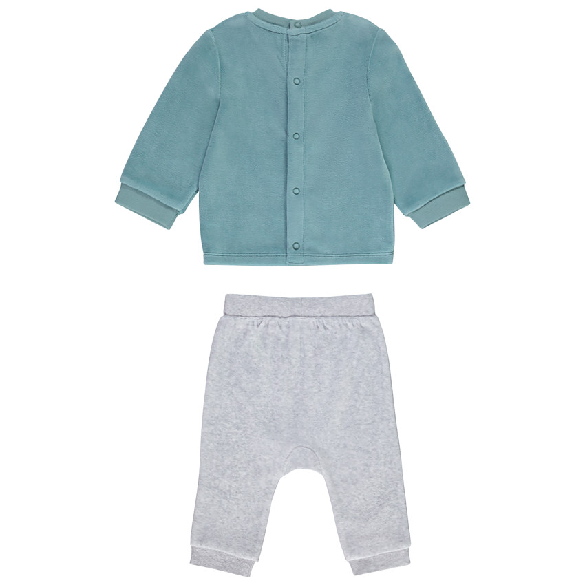 Ensemble 2 pièces en velours motif ourson pour bébé garçon 