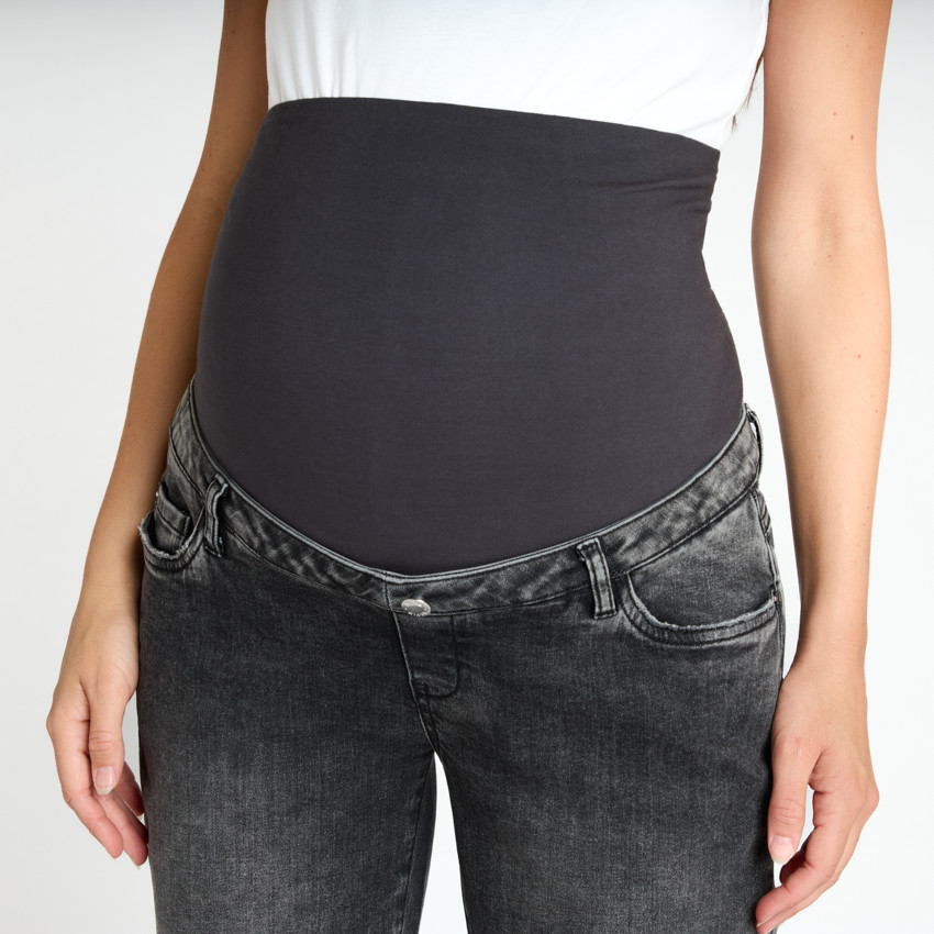 Jean straight de grossesse avec bandeau haut 