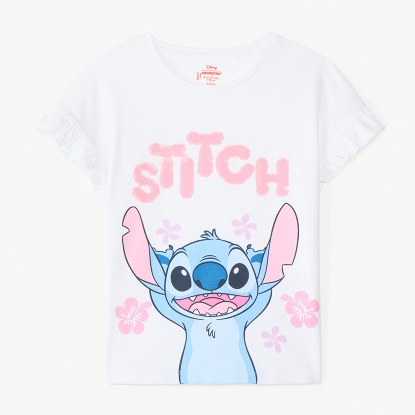 T-shirt manches courtes print Stitch Disney pour fille