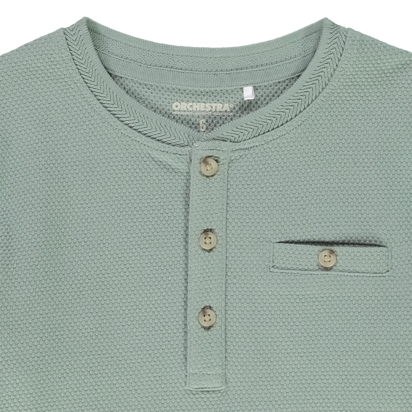 T-shirt manches longues en nid d'abeille et col tunisien pour garçon 