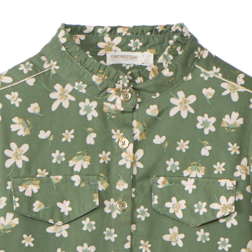 Robe manches longues style chemise imprimé pour fille 