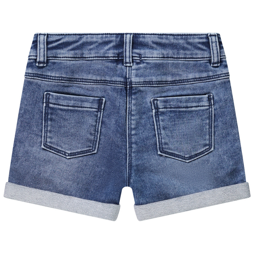 Short effet jean délavé avec print et sequins pour fille 
