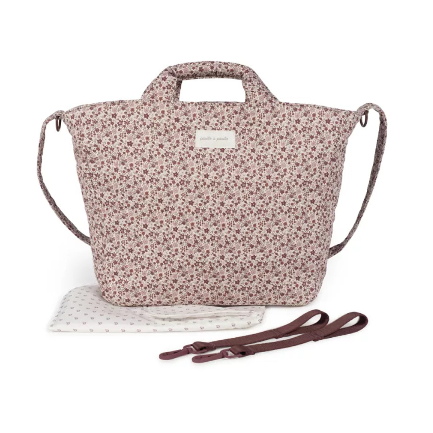 Sac à langer imprimé Cherry Flores + tapis 