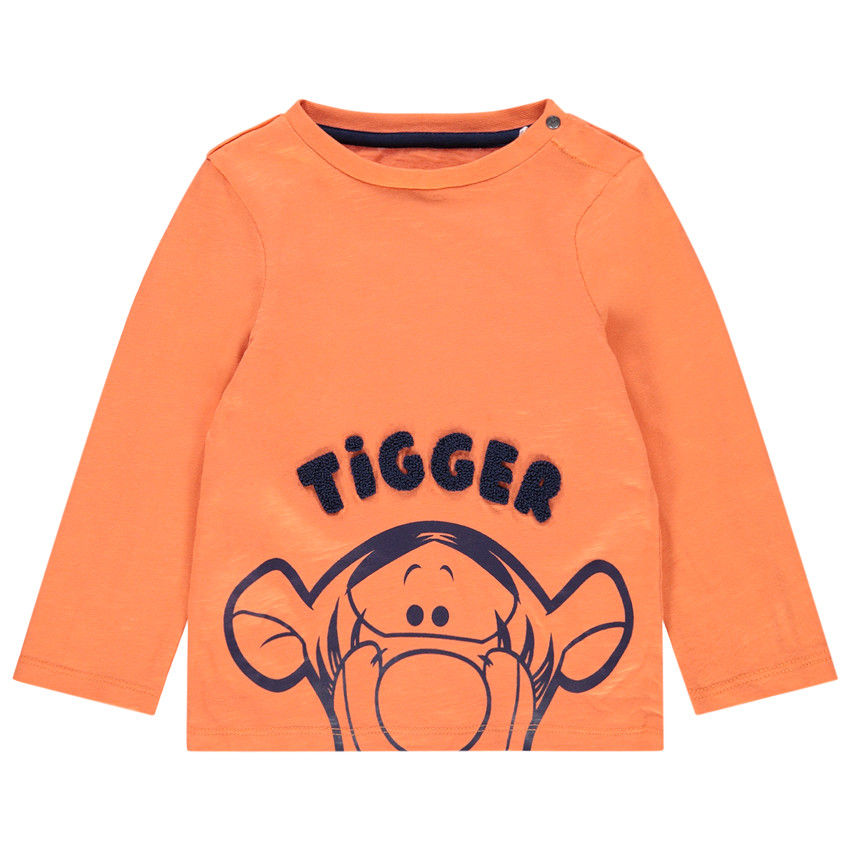 T-shirt manches longues orange en coton bio print Tigrou Disney 