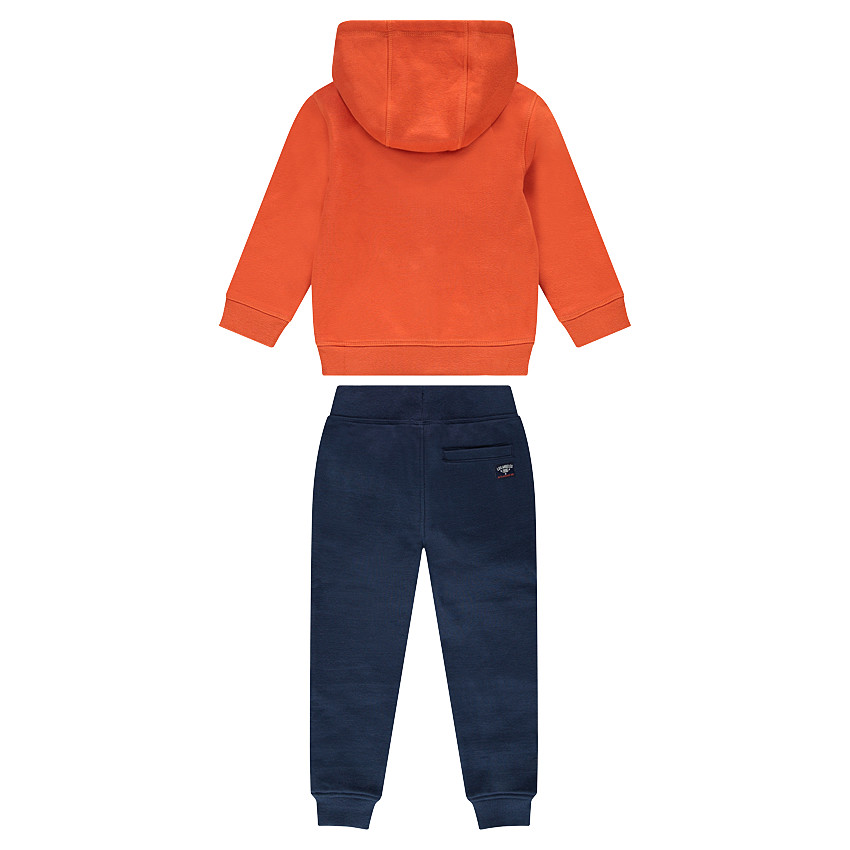 Jogging en molleton avec gilet printé et pantalon à croisillons 