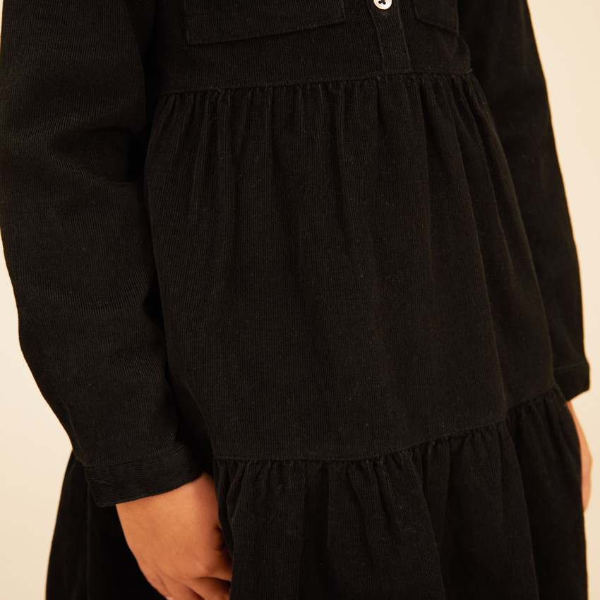Robe chemise manches longues en velours pour fille 