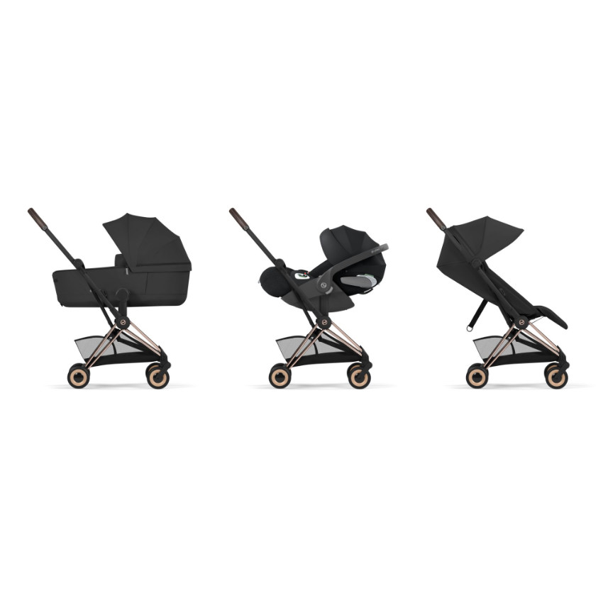 Poussette ultra-compacte Coya 2026 + Nacelle Lux - Rosegold / Sepia Black 