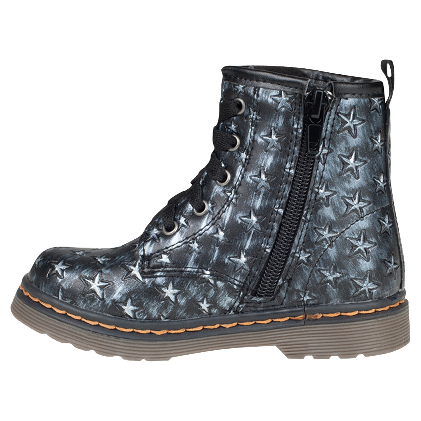 Bottillons imprimés étoiles brodées à lacets et zip  