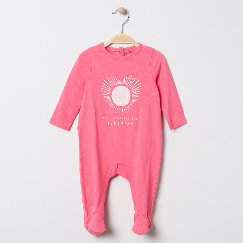Dors-bien en jersey rose print coeur pour bébé fille 