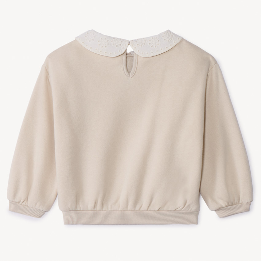Sweat molleton fantaisie avec col claudine pour bébé fille 