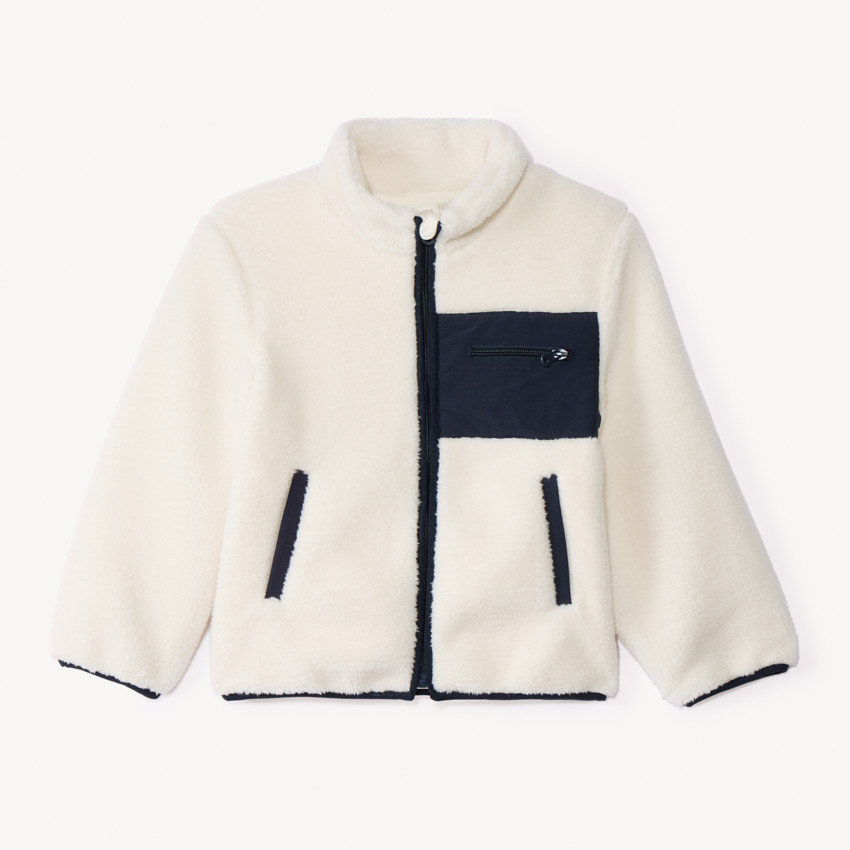 Veste sherpa écru doublé micropolaire pour garçon  
