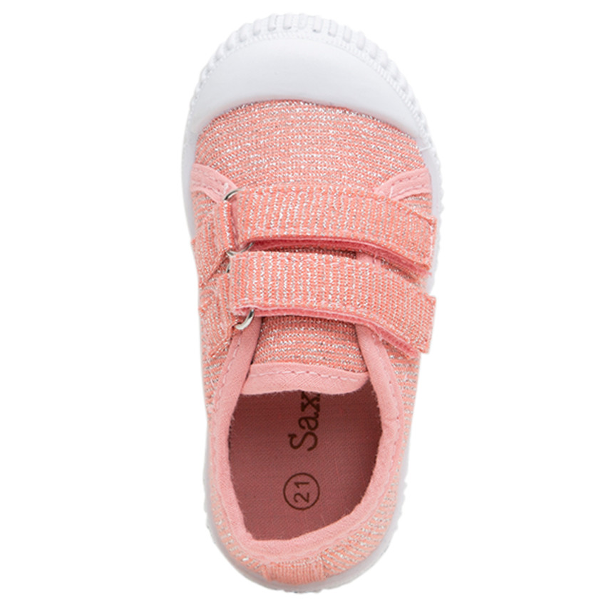 Baskets basses corail en toile mélangées de fils brillants du 20 au 23 