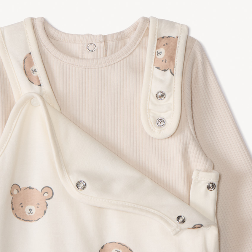 Ensemble 2 pièces salopette imprimé ourson pour bébé 