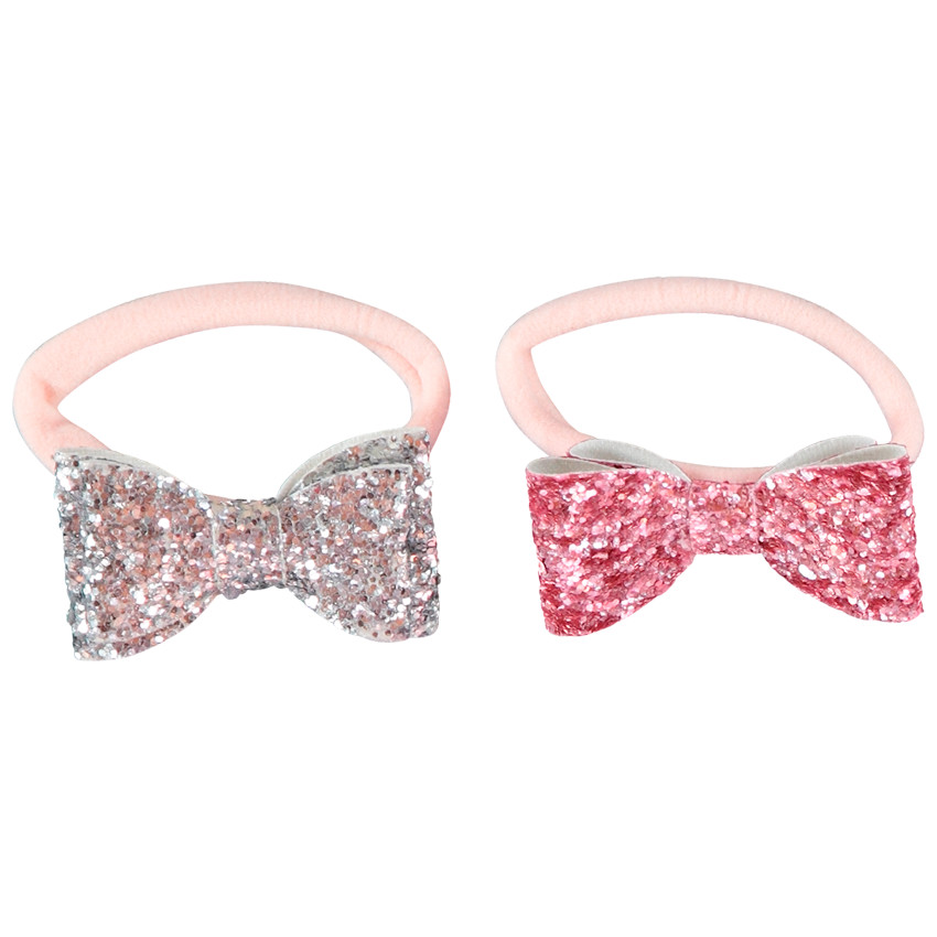 Lot de 2 élastiques à nœud pailleté pour fille