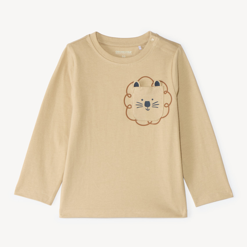 T-shirt manches longues bébé garçon avec poche ludique